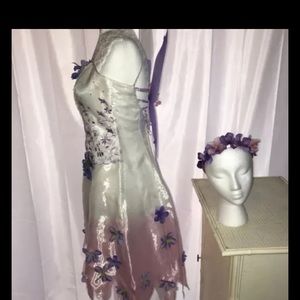 FAIRY flower dress COSTUME size 2-6 cosplay wings pink UNIQUE fantasy Halloween